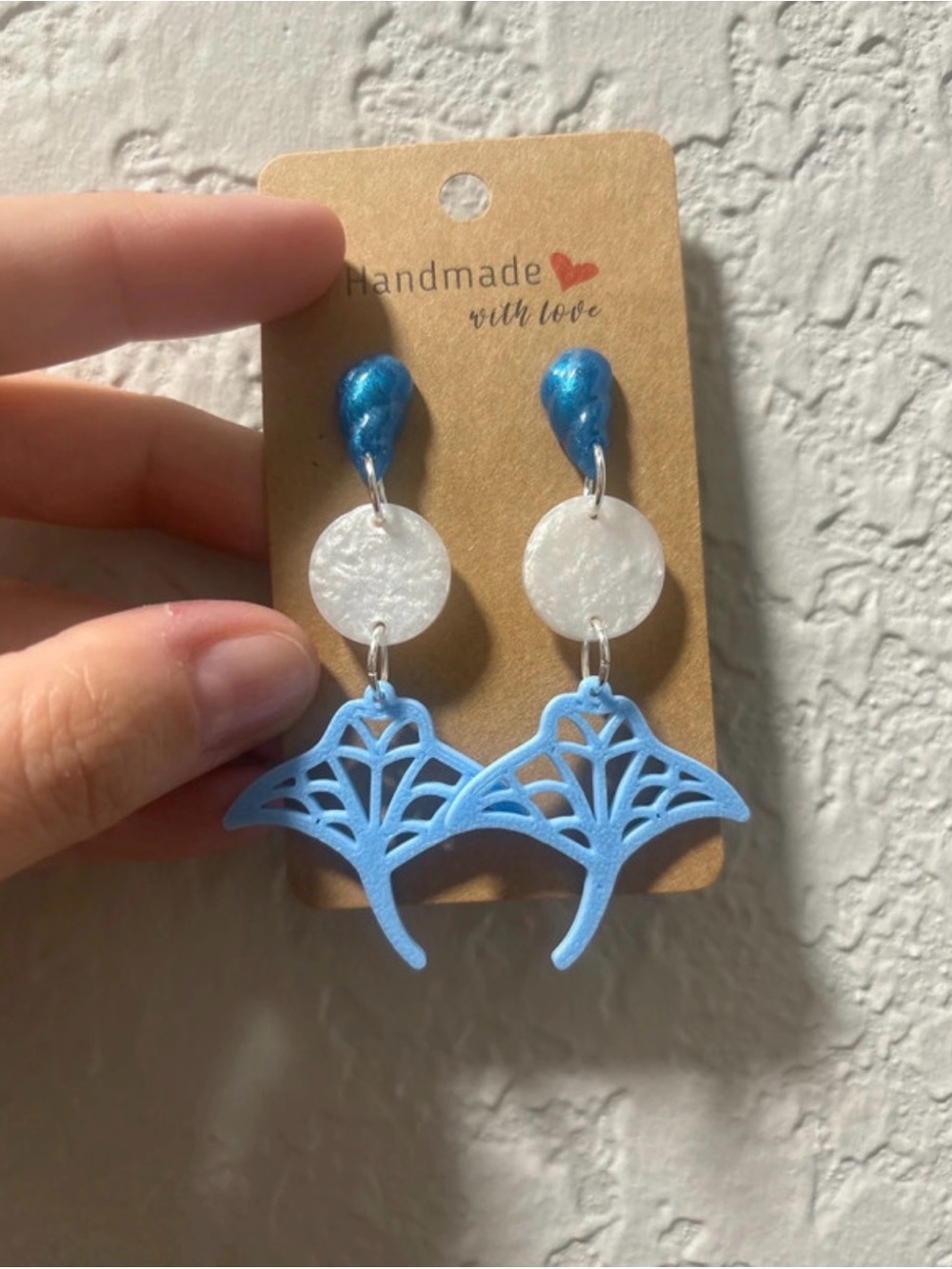 Stingray resin and 3D printed earrings stainless steel posts
